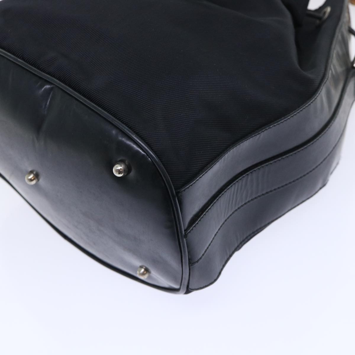 GUCCI Bamboo Shoulder Bag Nylon Leather 2way Black 53004