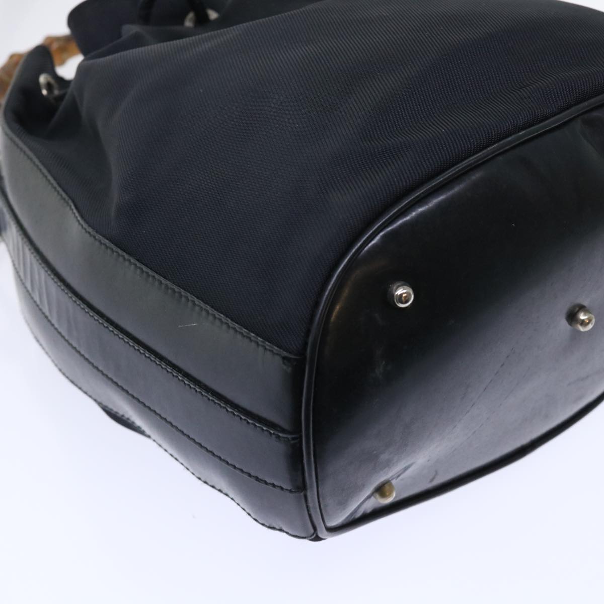 GUCCI Bamboo Shoulder Bag Nylon Leather 2way Black 53004