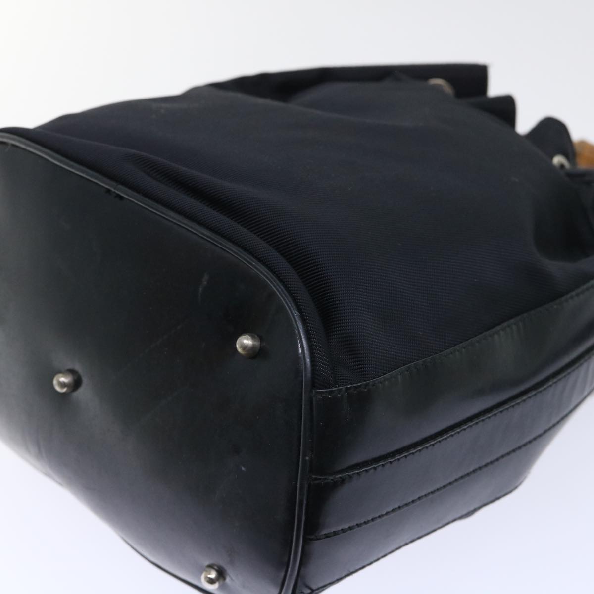 GUCCI Bamboo Shoulder Bag Nylon Leather 2way Black 53004