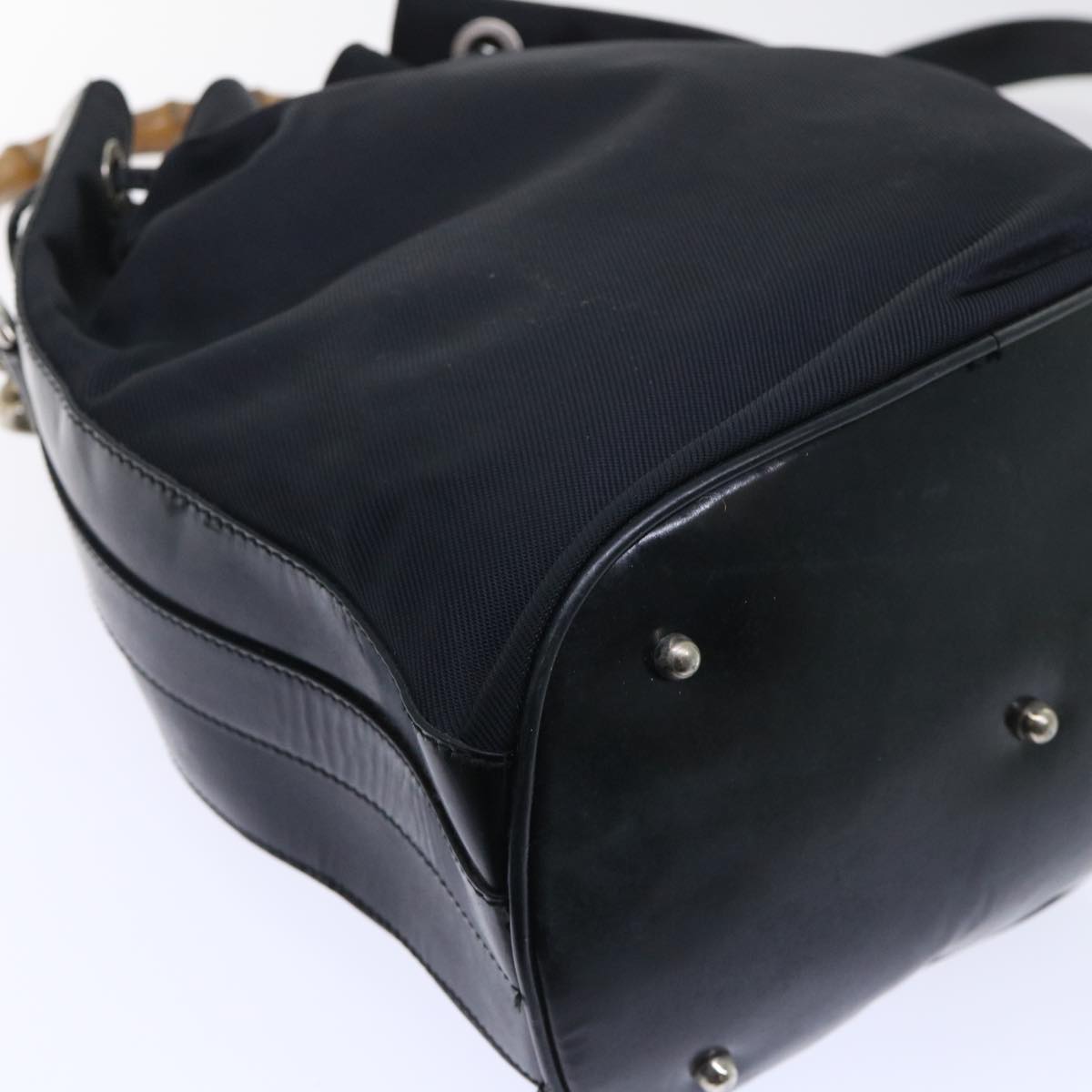 GUCCI Bamboo Shoulder Bag Nylon Leather 2way Black 53004