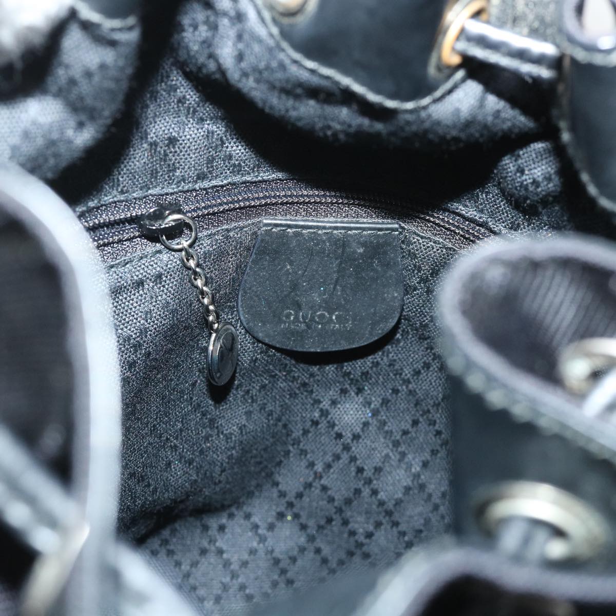 GUCCI Bamboo Shoulder Bag Nylon Leather 2way Black 53004
