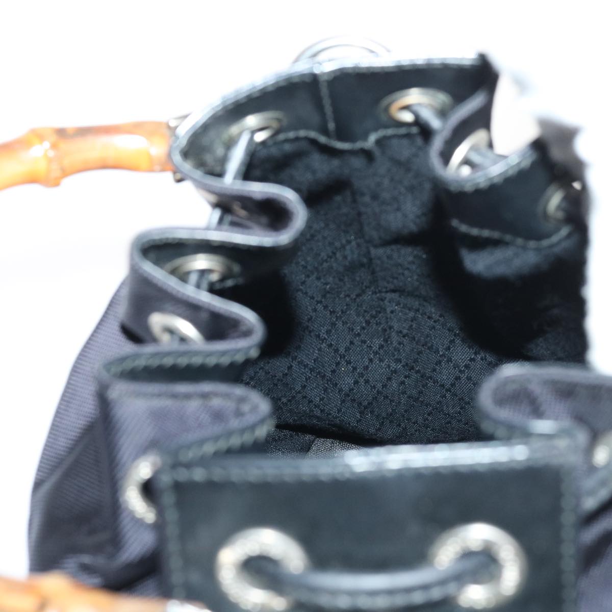 GUCCI Bamboo Shoulder Bag Nylon Leather 2way Black 53004