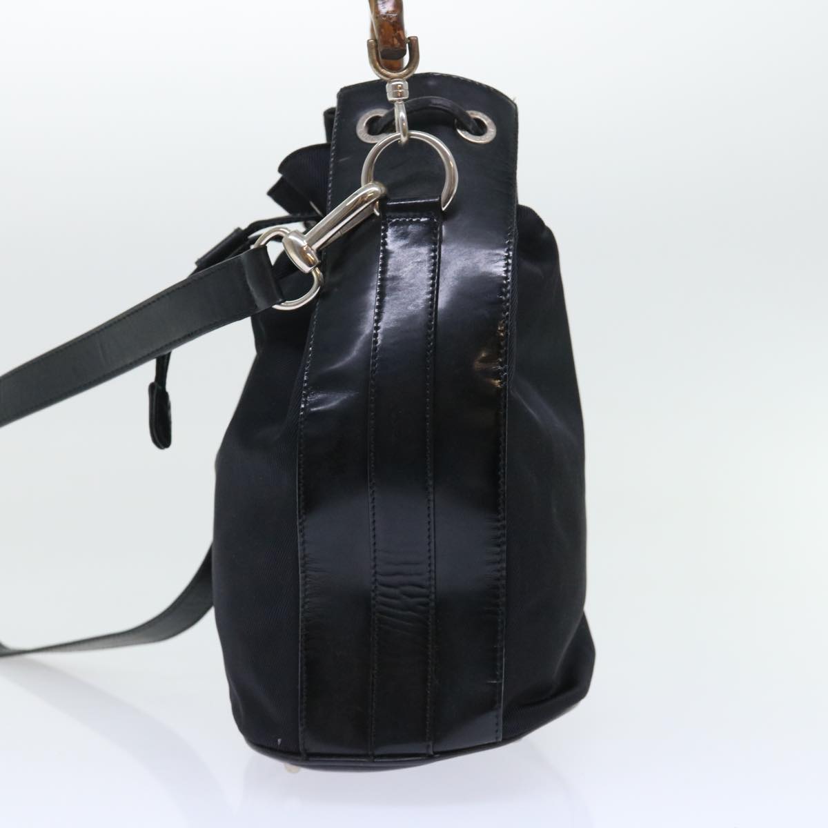 GUCCI Bamboo Shoulder Bag Nylon Leather 2way Black 53004