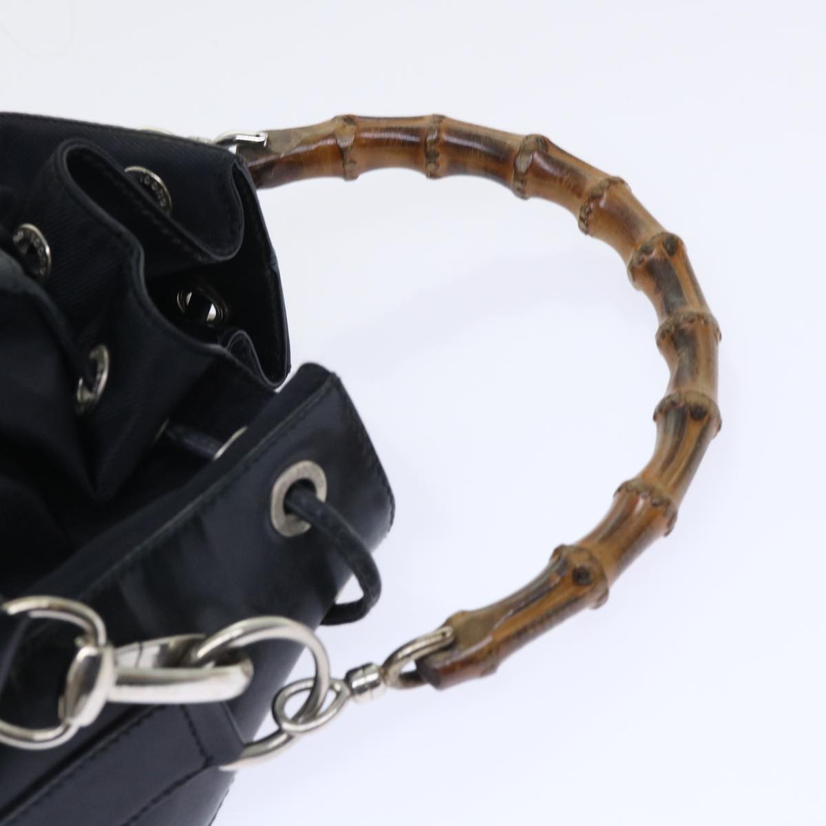 GUCCI Bamboo Shoulder Bag Nylon Leather 2way Black 53004