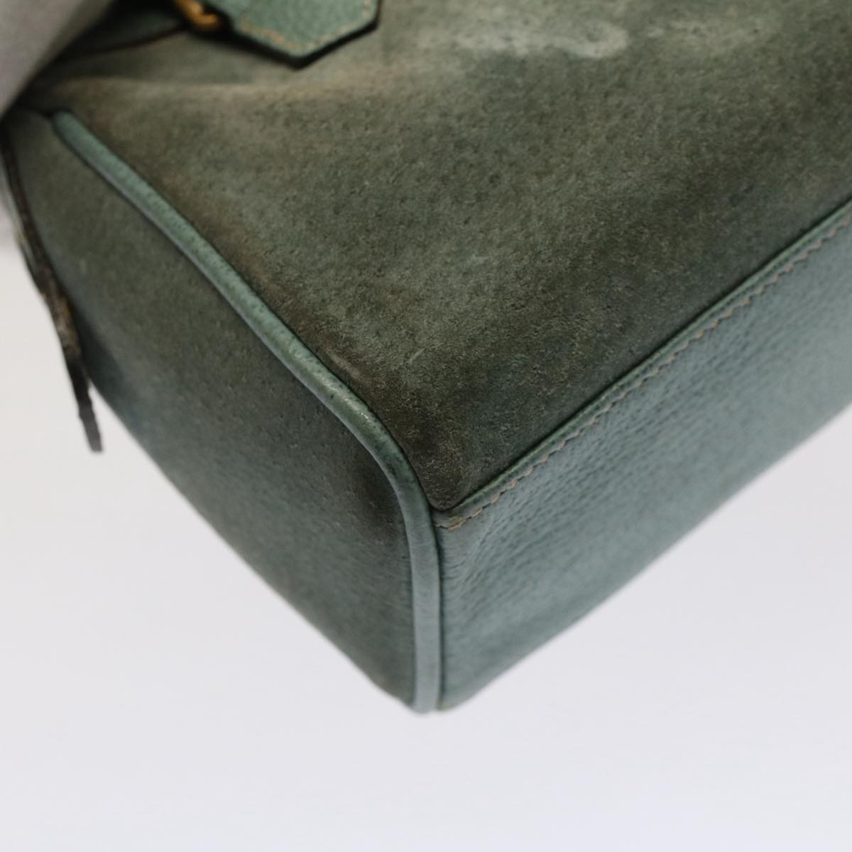 GUCCI Bamboo Hand Bag Suede 2way Green 007 3444 0232 53007