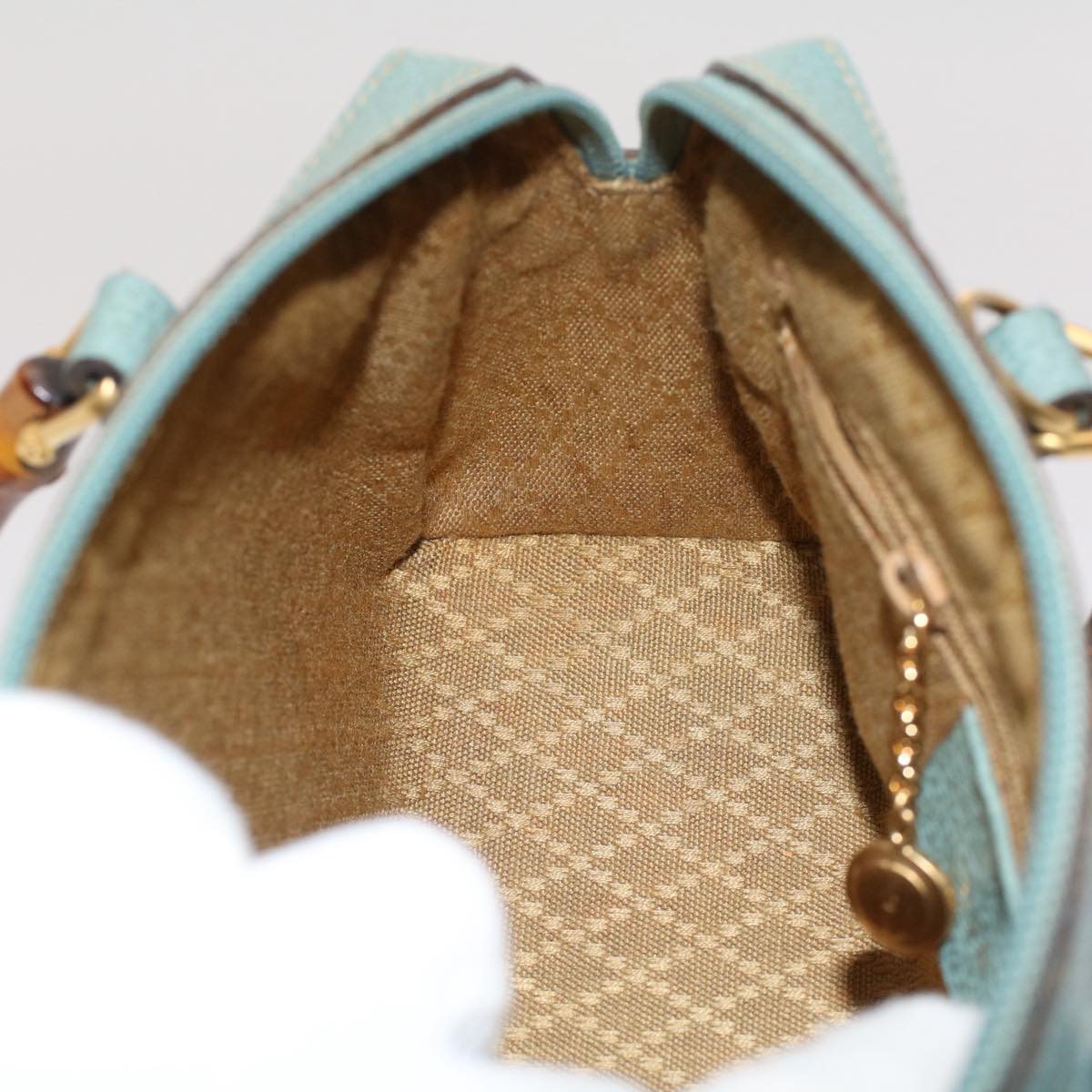 GUCCI Bamboo Hand Bag Suede 2way Green 007 3444 0232 53007
