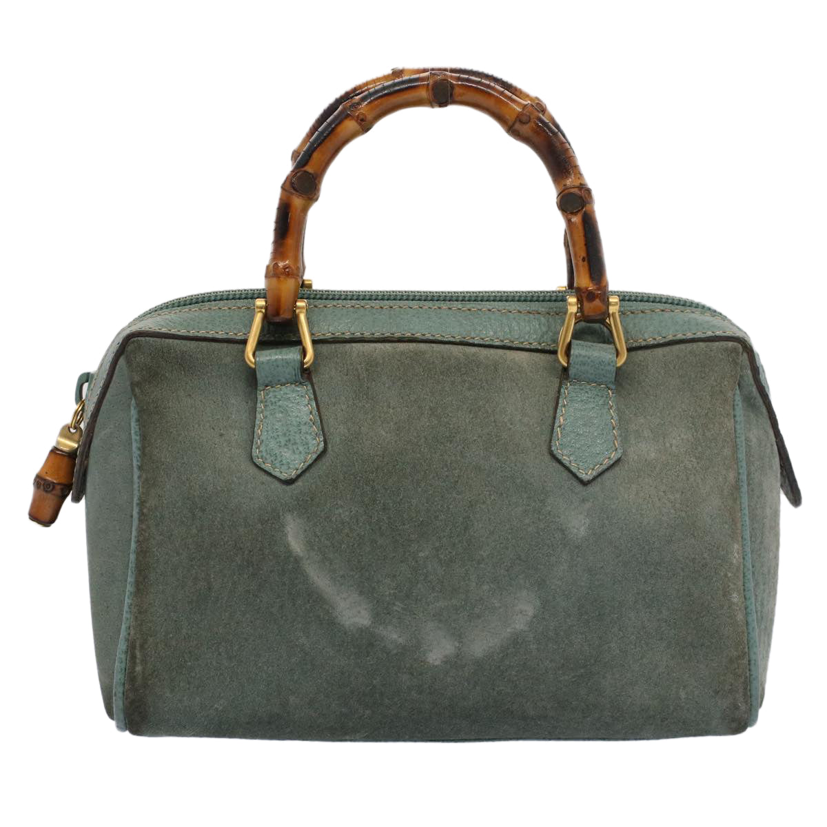 GUCCI Bamboo Hand Bag Suede 2way Green 007 3444 0232 53007