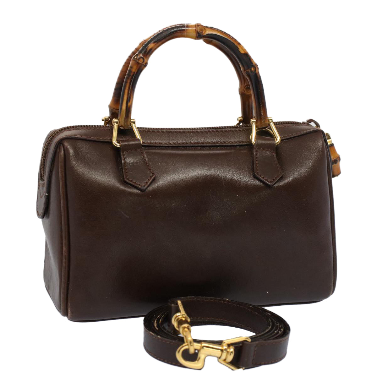 GUCCI Bamboo Hand Bag Leather 2way Brown 007 122 0232 53076