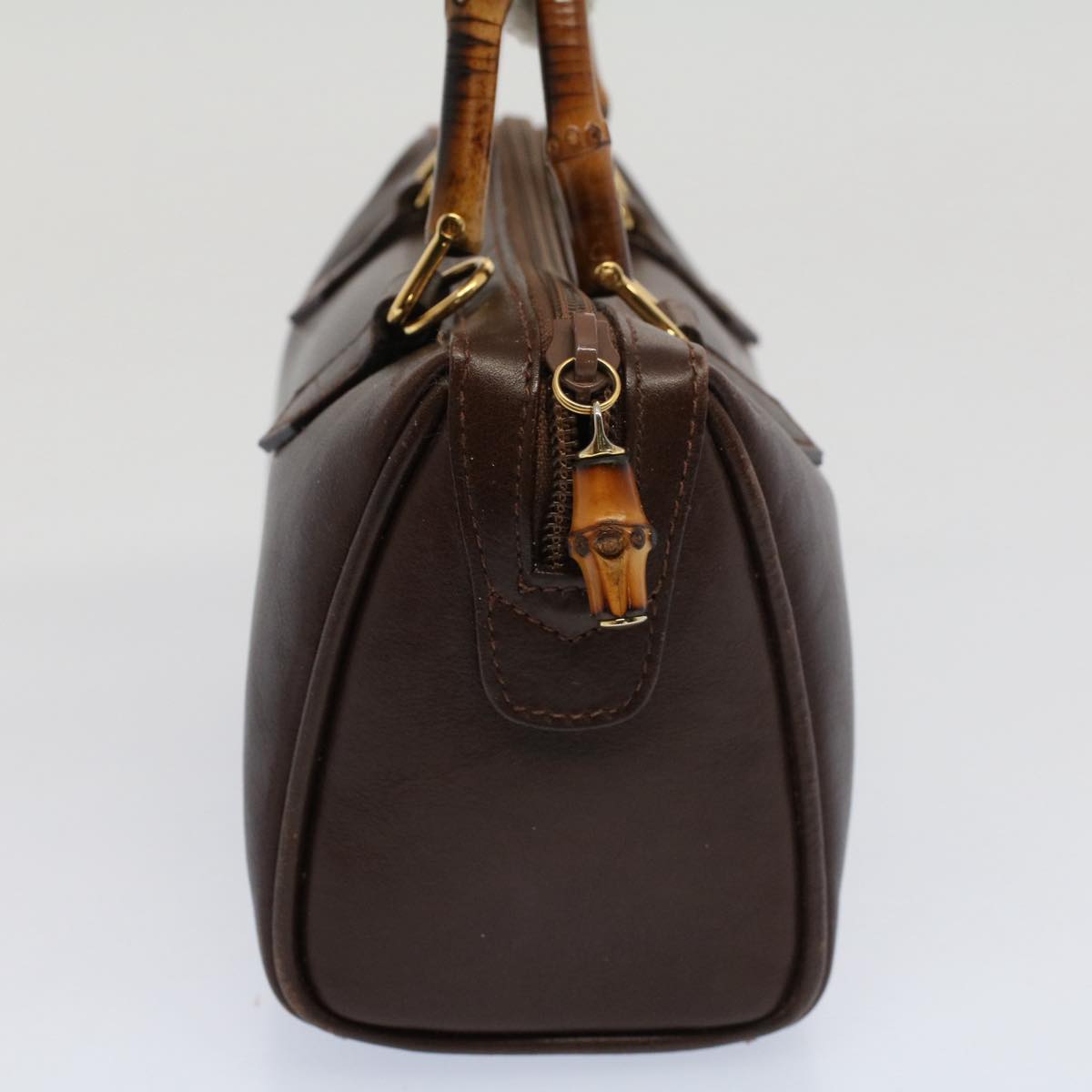GUCCI Bamboo Hand Bag Leather 2way Brown 007 122 0232 53076