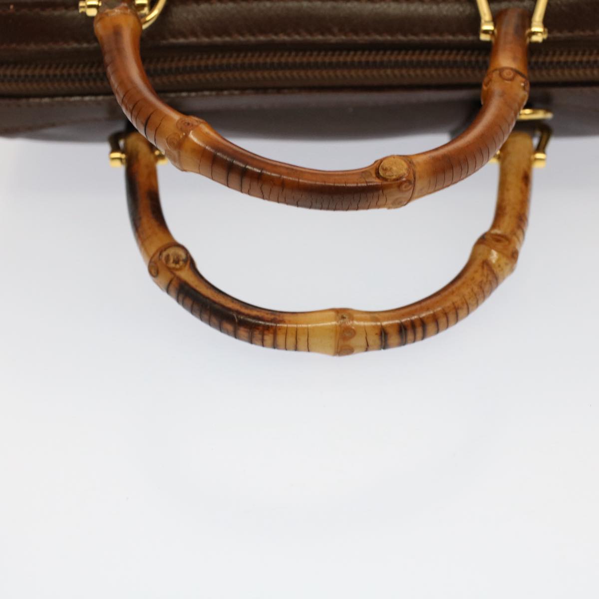 GUCCI Bamboo Hand Bag Leather 2way Brown 007 122 0232 53076