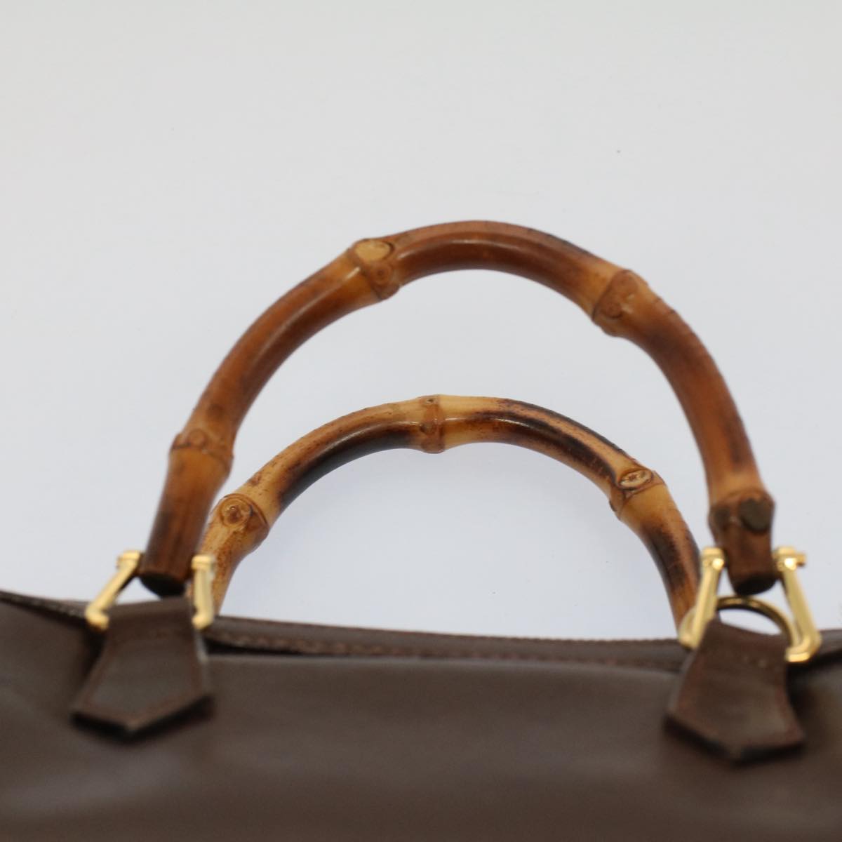 GUCCI Bamboo Hand Bag Leather 2way Brown 007 122 0232 53076