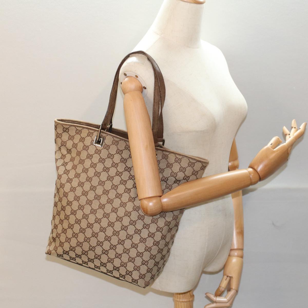 GUCCI GG Canvas Tote Bag Beige 31243 53080