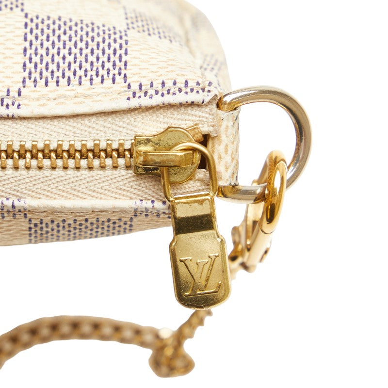 Louis Vuitton Damier Azur Mini Pochette Accessories Accessory Pochette N58010 White PVC Leather  Louis Vuitton