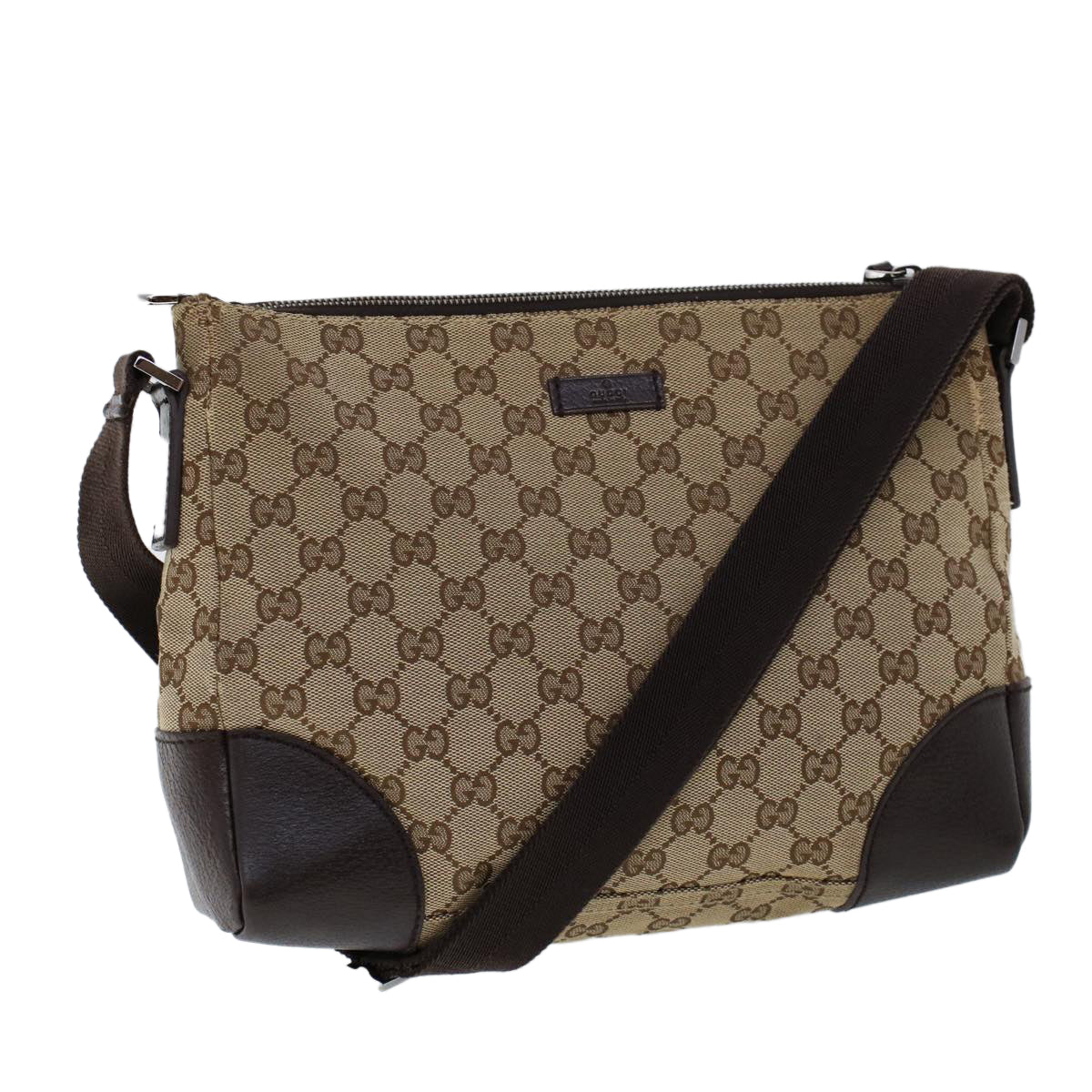 GUCCI GG Canvas Shoulder Bag Beige Brown 53131