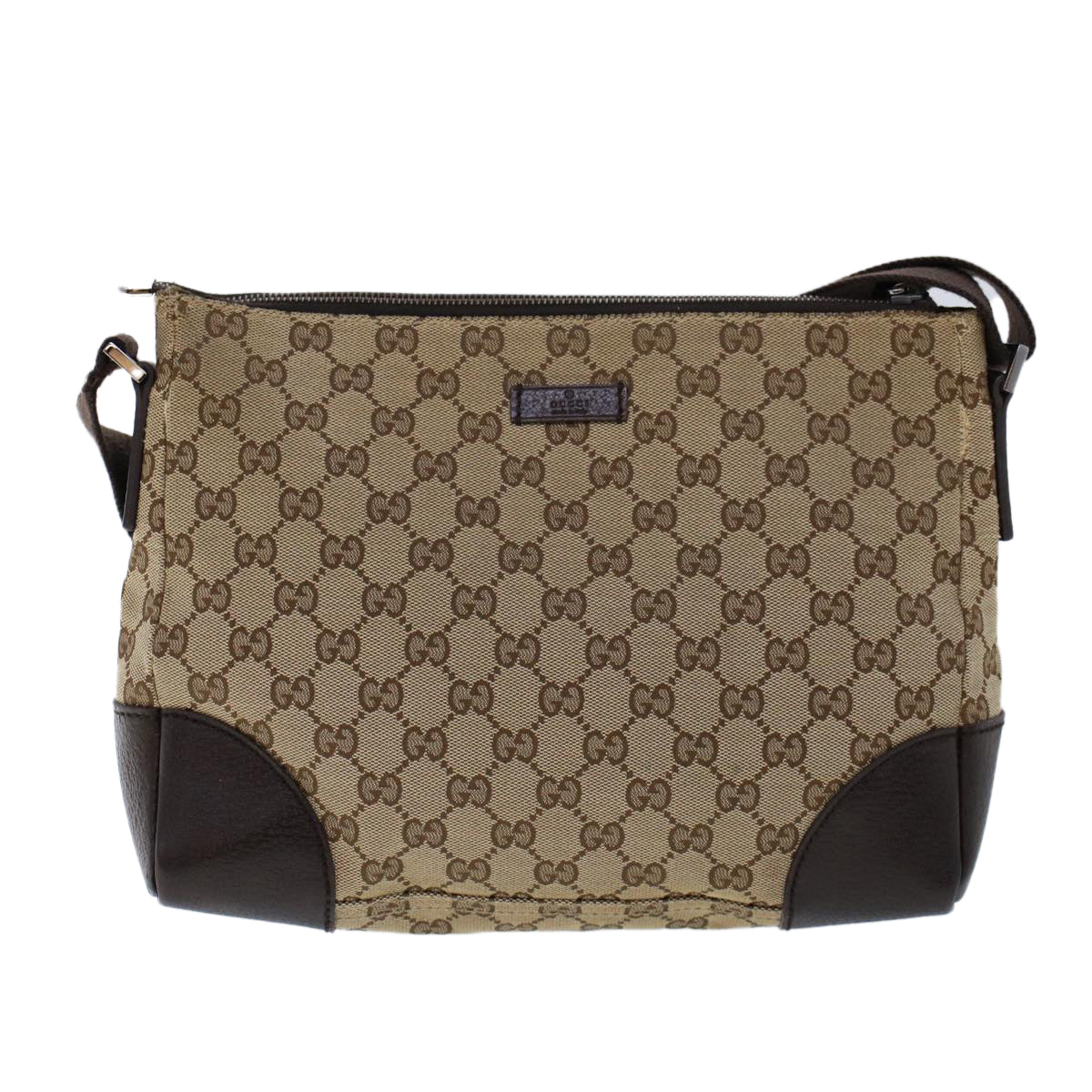 GUCCI GG Canvas Shoulder Bag Beige Brown 53131
