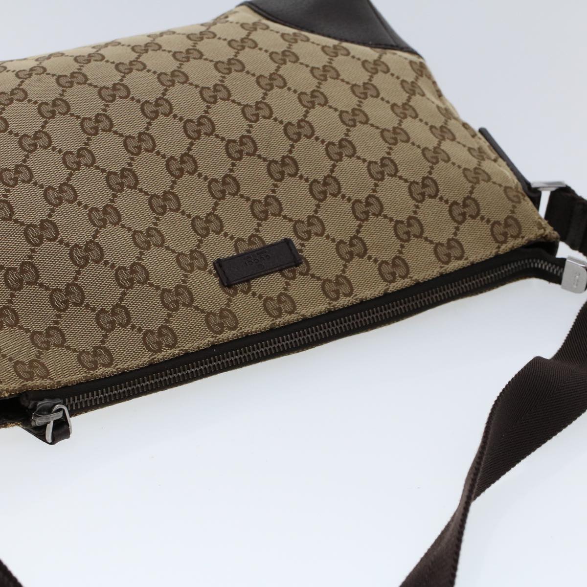 GUCCI GG Canvas Shoulder Bag Beige Brown 53131