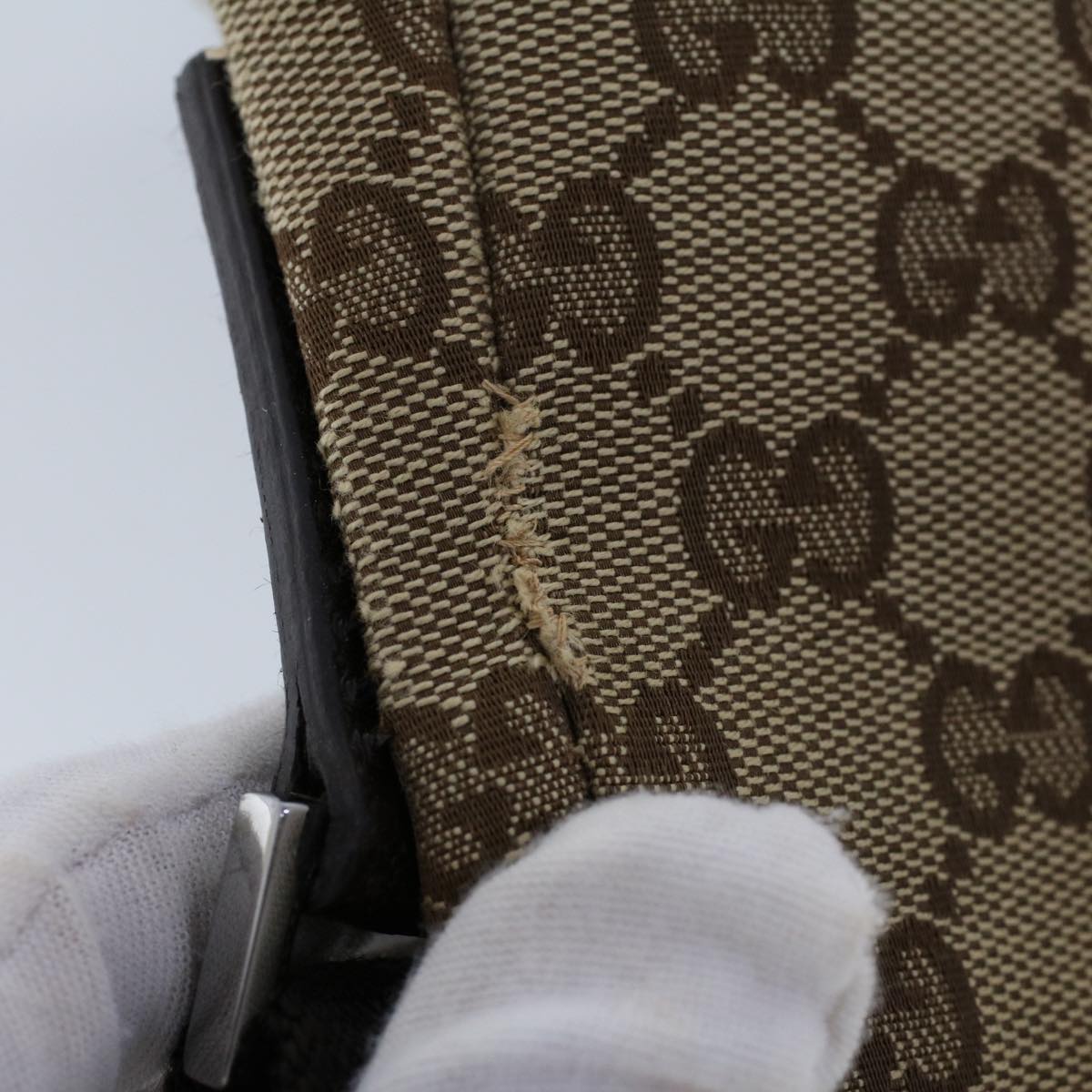 GUCCI GG Canvas Shoulder Bag Beige Brown 53131