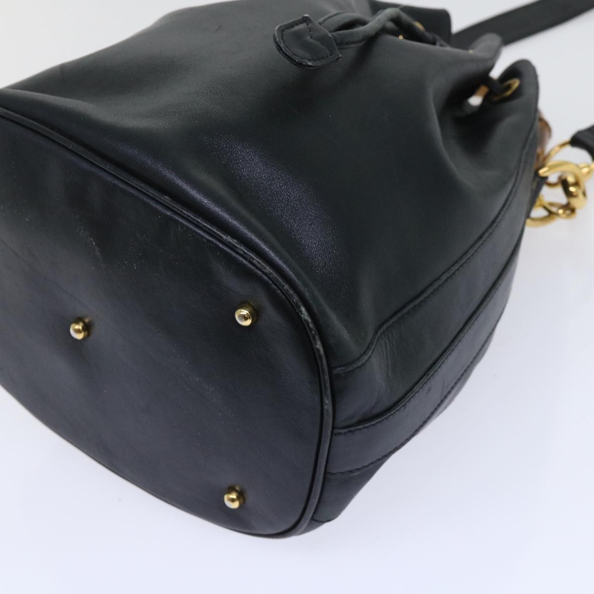 GUCCI Bamboo Shoulder Bag Leather 2way Black 53133