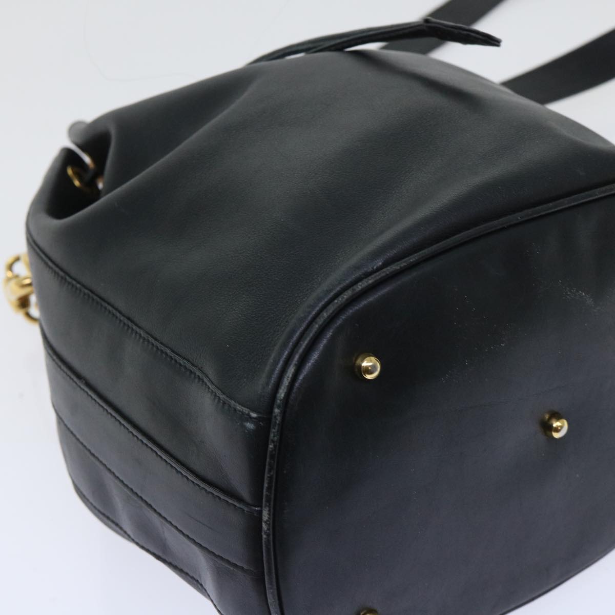 GUCCI Bamboo Shoulder Bag Leather 2way Black 53133