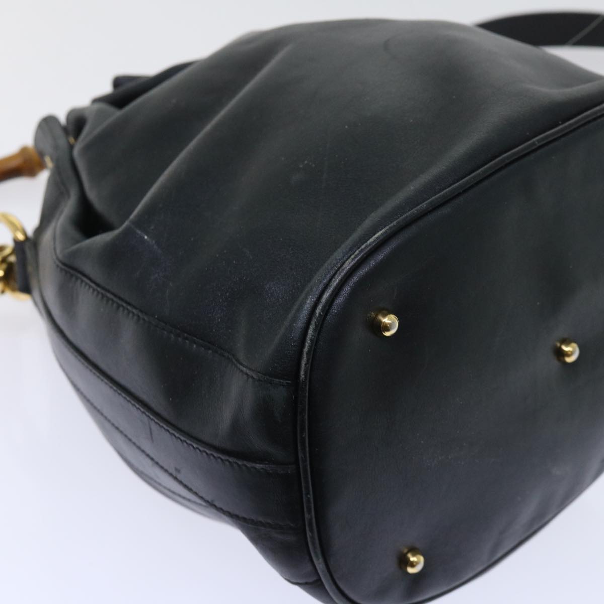 GUCCI Bamboo Shoulder Bag Leather 2way Black 53133