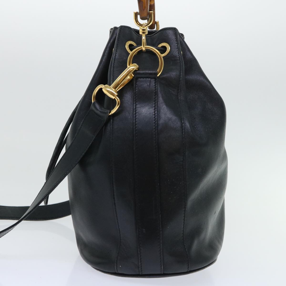 GUCCI Bamboo Shoulder Bag Leather 2way Black 53133