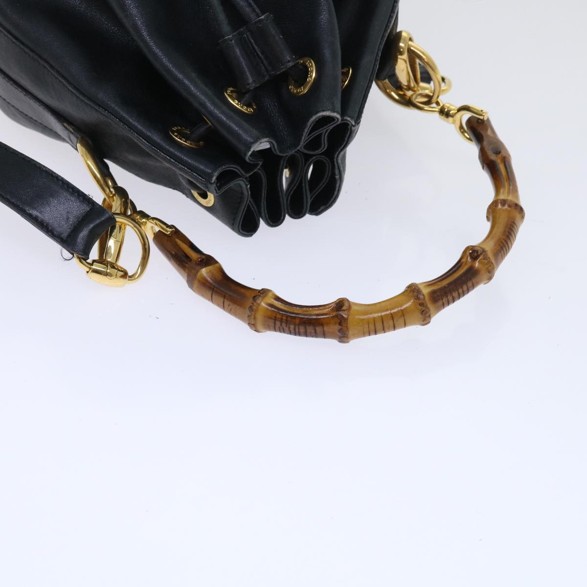 GUCCI Bamboo Shoulder Bag Leather 2way Black 53133