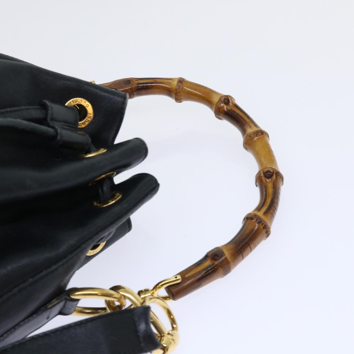 GUCCI Bamboo Shoulder Bag Leather 2way Black 53133