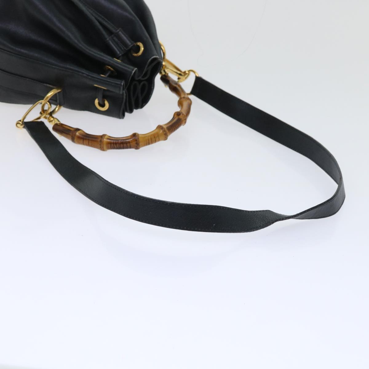 GUCCI Bamboo Shoulder Bag Leather 2way Black 53133