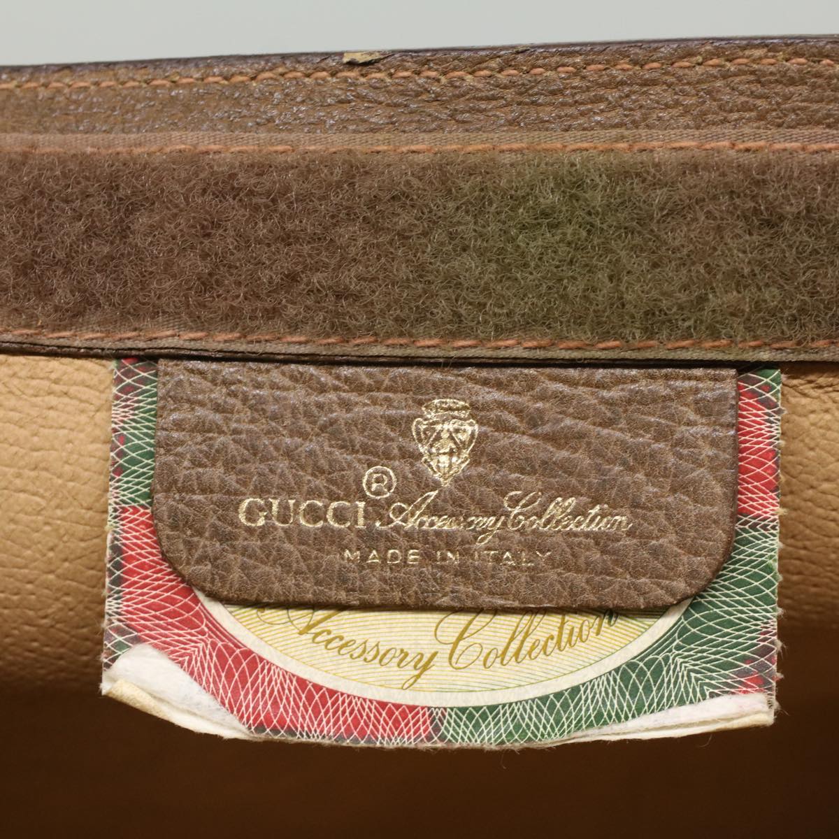 GUCCI GG Canvas Web Sherry Line Clutch Bag PVC Leather Beige Green 53256
