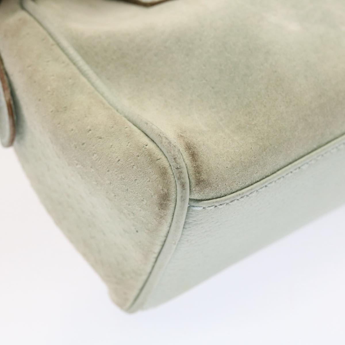 GUCCI Bamboo Shoulder Bag Suede 2way Light Blue 53258