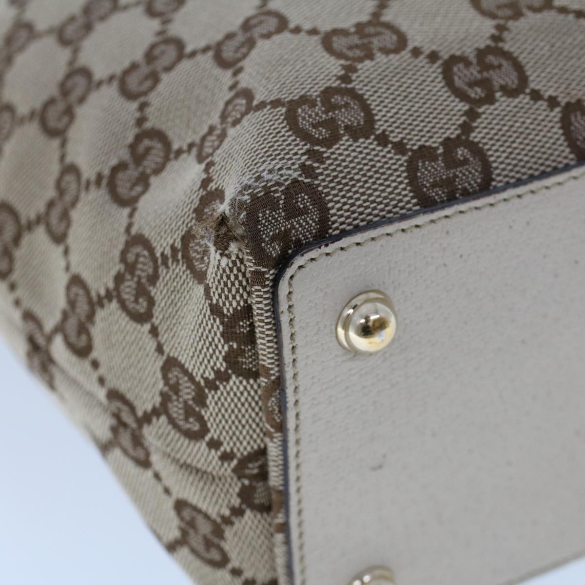 GUCCI GG Canvas Tote Bag Beige White 53260