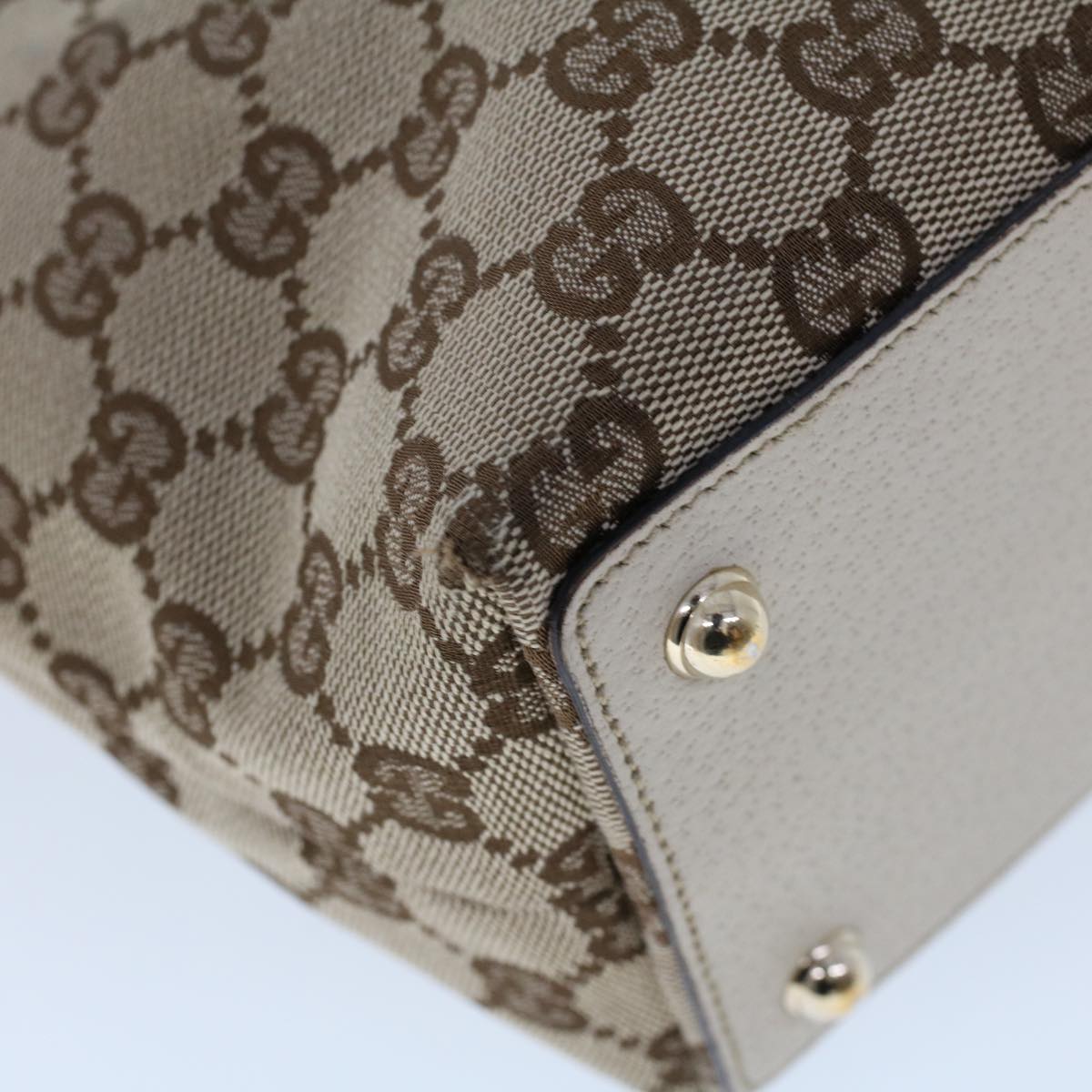 GUCCI GG Canvas Tote Bag Beige White 53260