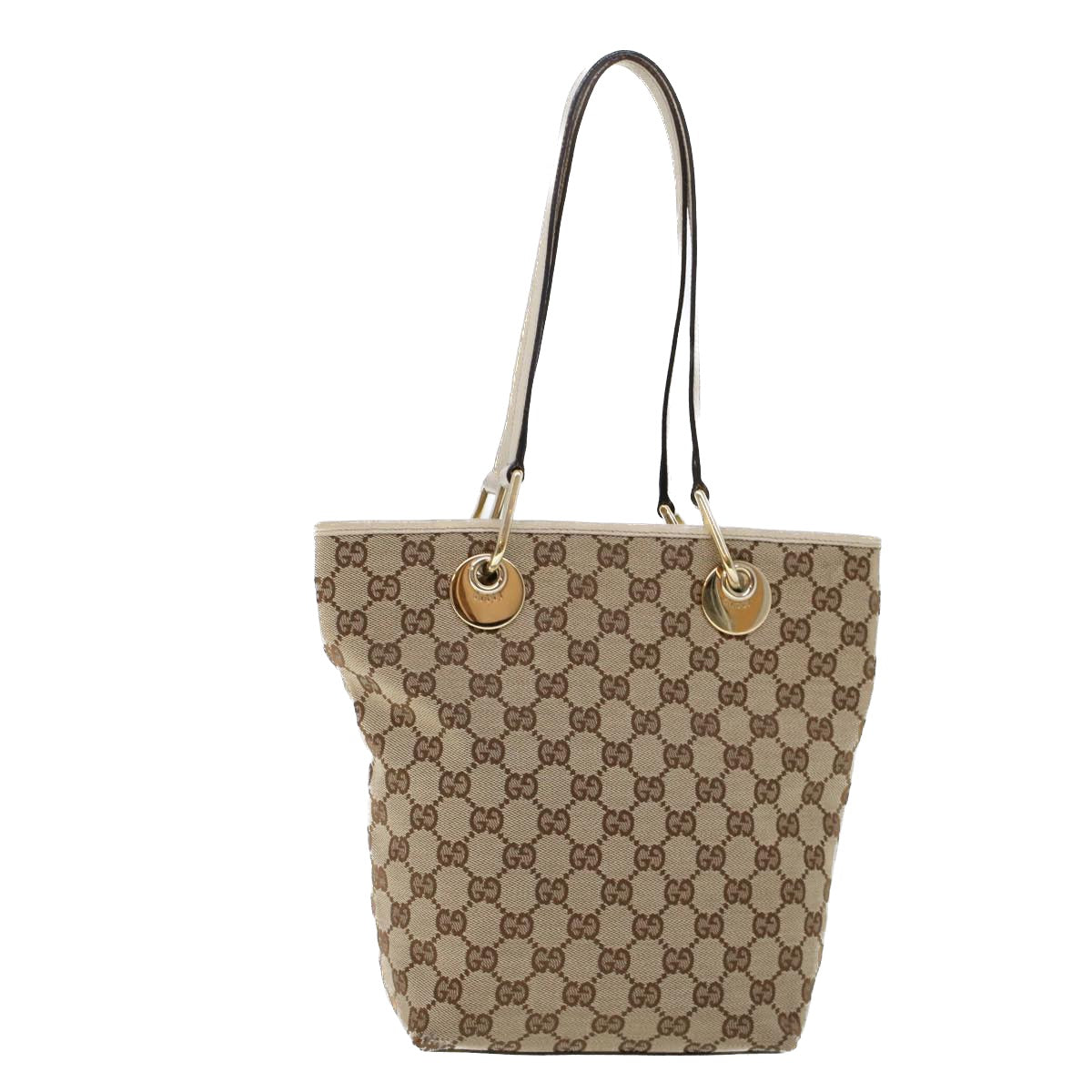 GUCCI GG Canvas Tote Bag Beige White 53260
