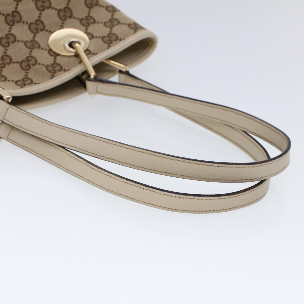 GUCCI GG Canvas Tote Bag Beige White 53260