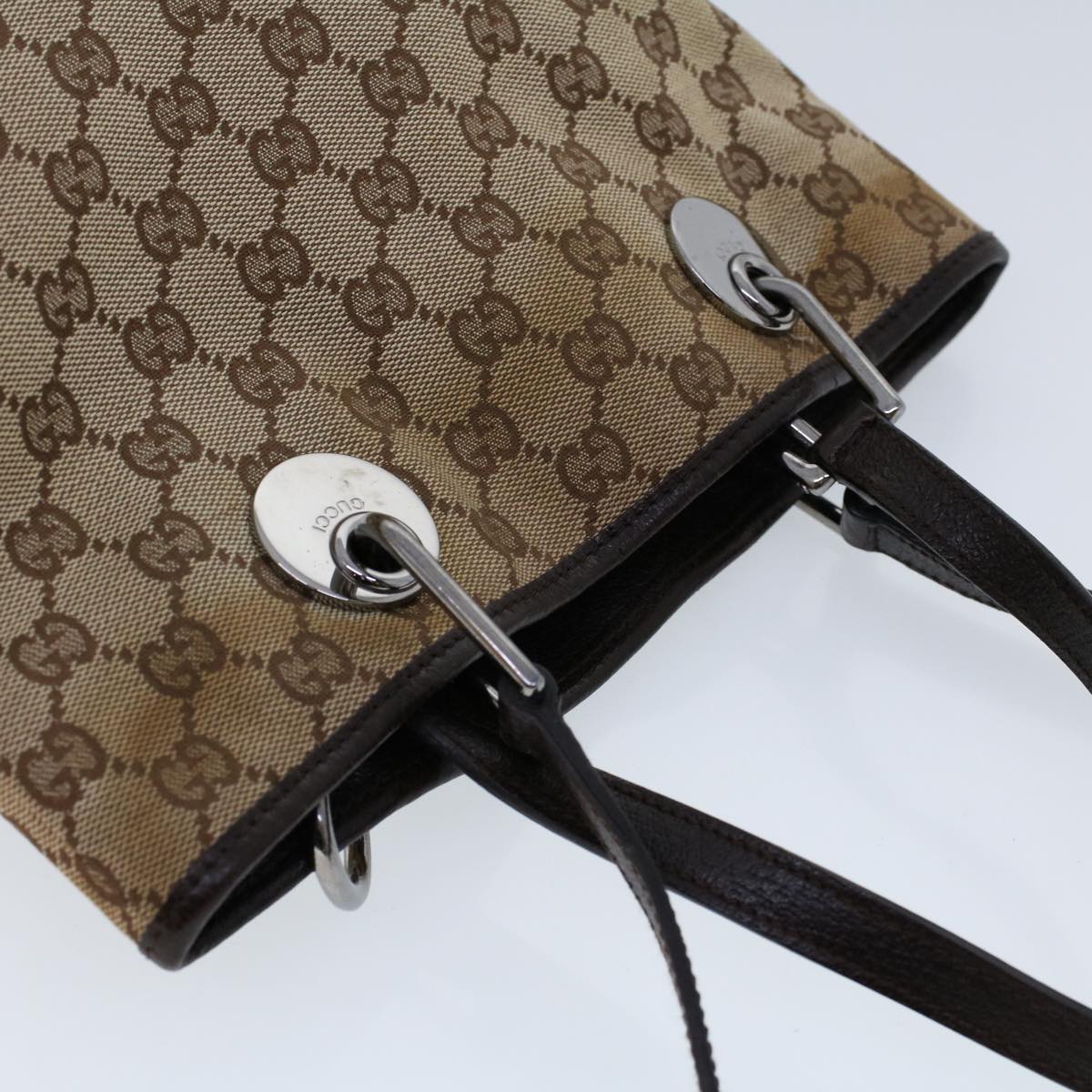 GUCCI GG Canvas Tote Bag Beige Brown 53261
