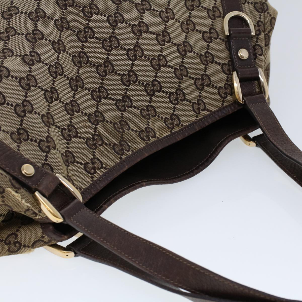 GUCCI GG Canvas Tote Bag Beige Brown 53263