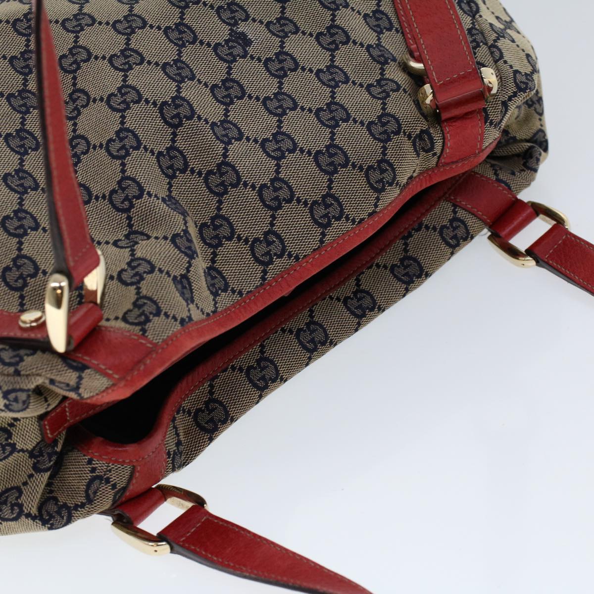 GUCCI GG Canvas Shoulder Bag Beige Navy Red 53264