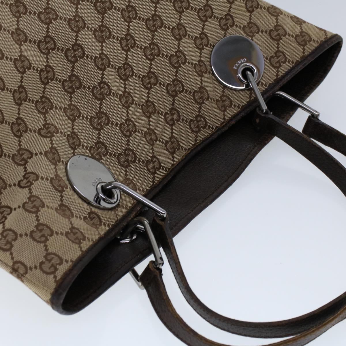GUCCI GG Canvas Tote Bag Beige Brown 53265