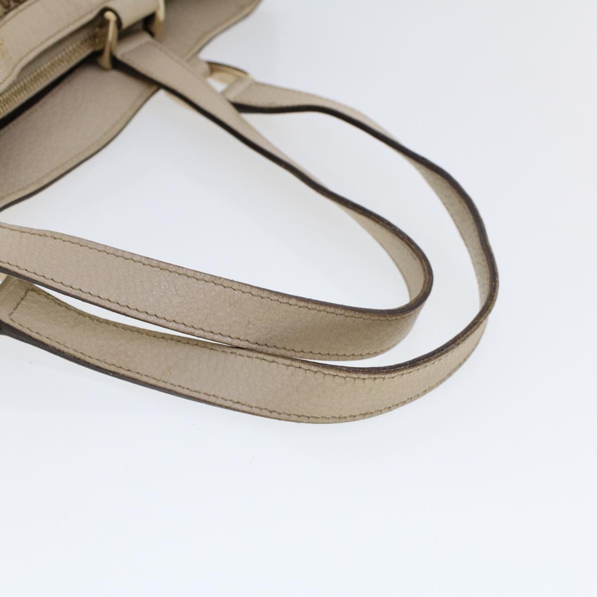GUCCI GG Canvas Hand Bag Beige White 53266