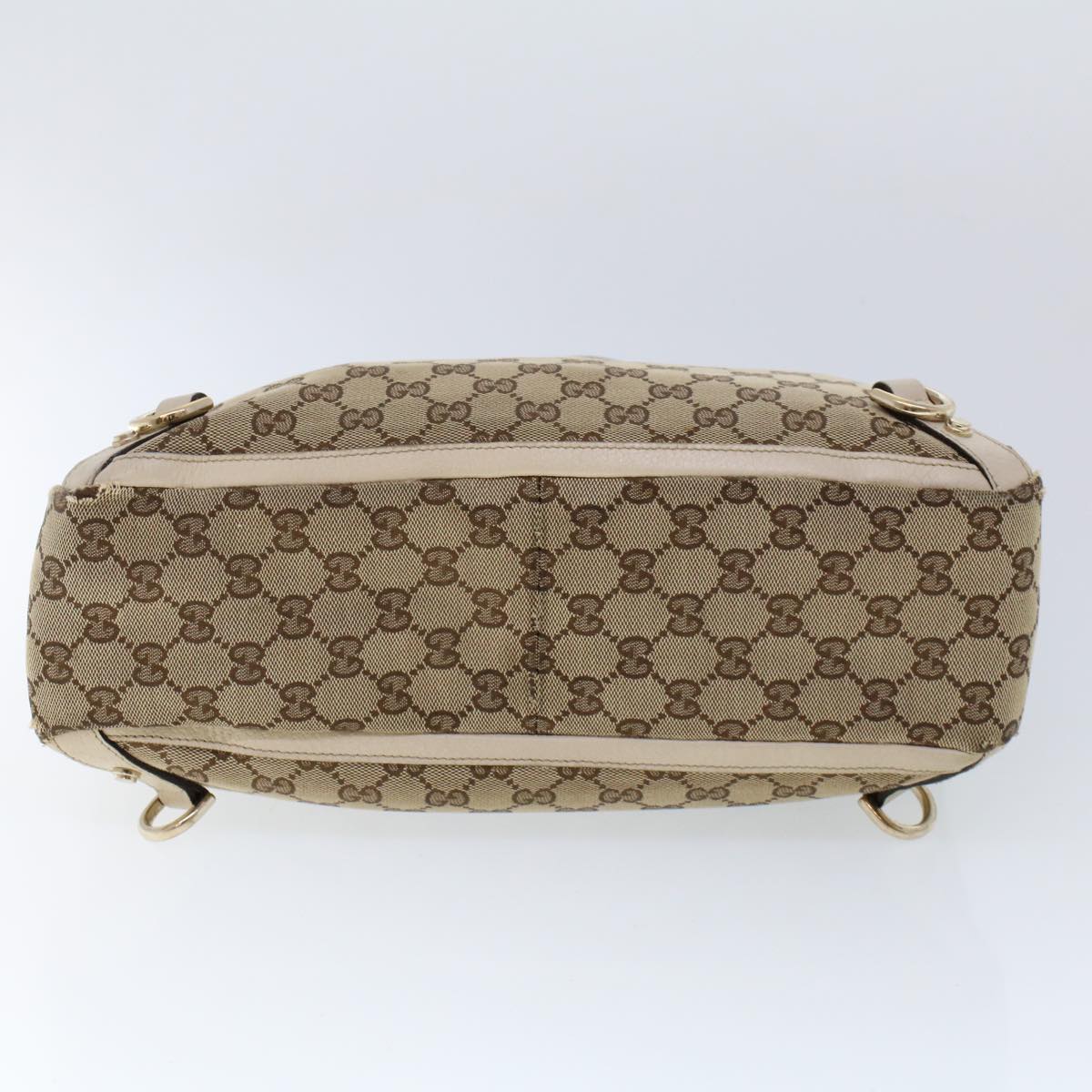 GUCCI GG Canvas Hand Bag Beige White 53266