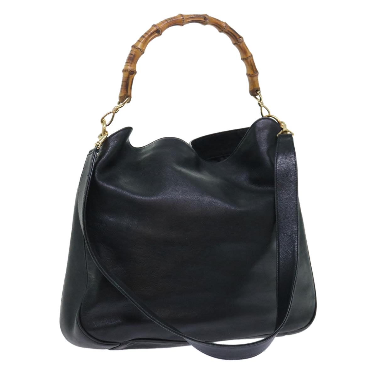 GUCCI Bamboo Shoulder Bag Leather 2way Black 53269
