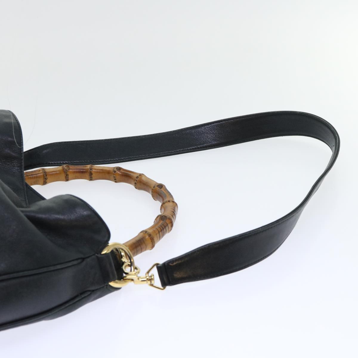 GUCCI Bamboo Shoulder Bag Leather 2way Black 53269