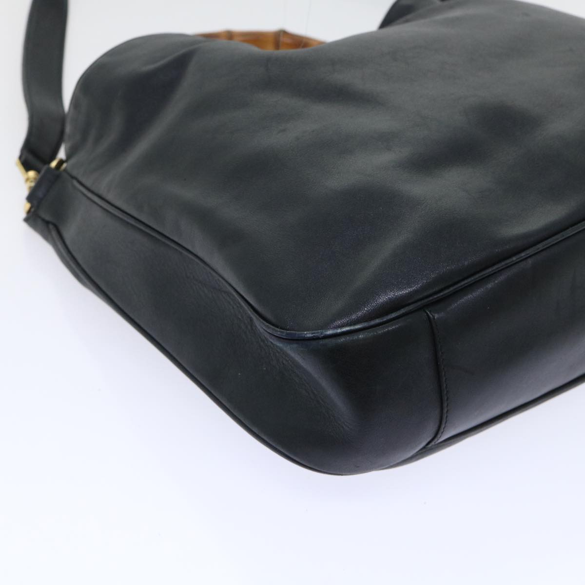 GUCCI Bamboo Shoulder Bag Leather 2way Black 53269
