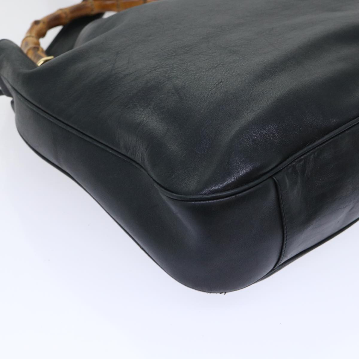GUCCI Bamboo Shoulder Bag Leather 2way Black 53269