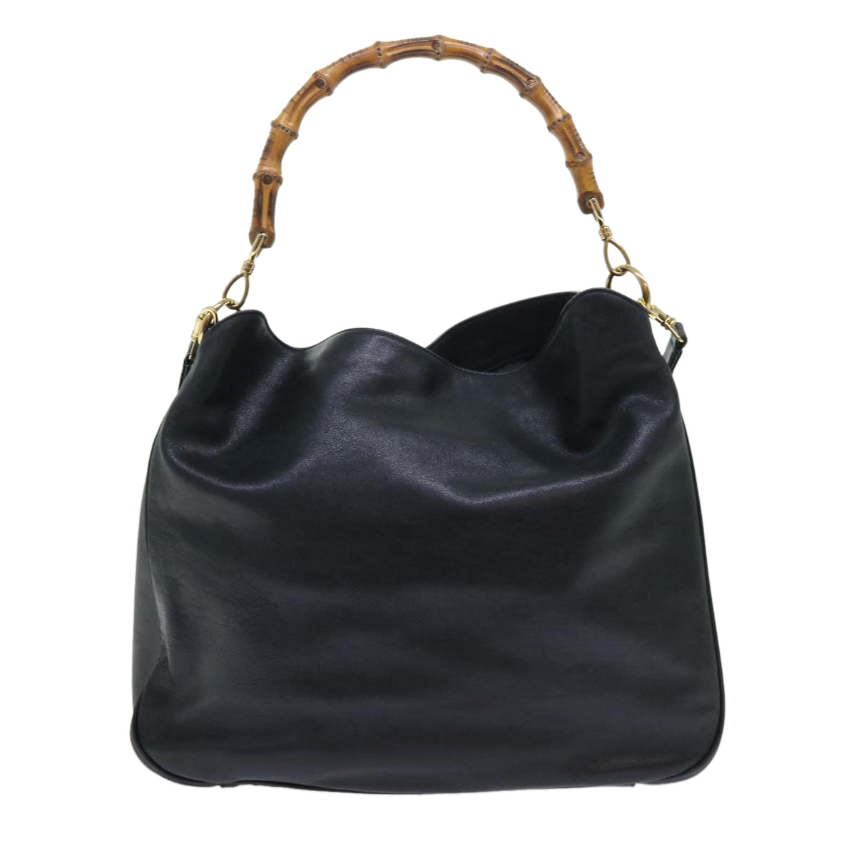 GUCCI Bamboo Shoulder Bag Leather 2way Black 53269