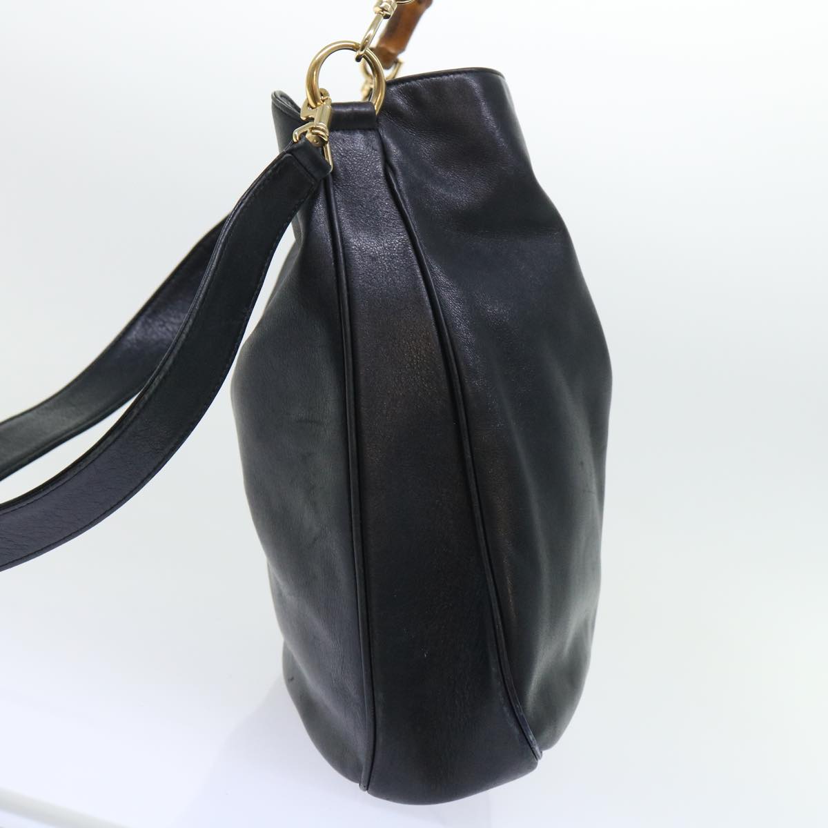 GUCCI Bamboo Shoulder Bag Leather 2way Black 53269