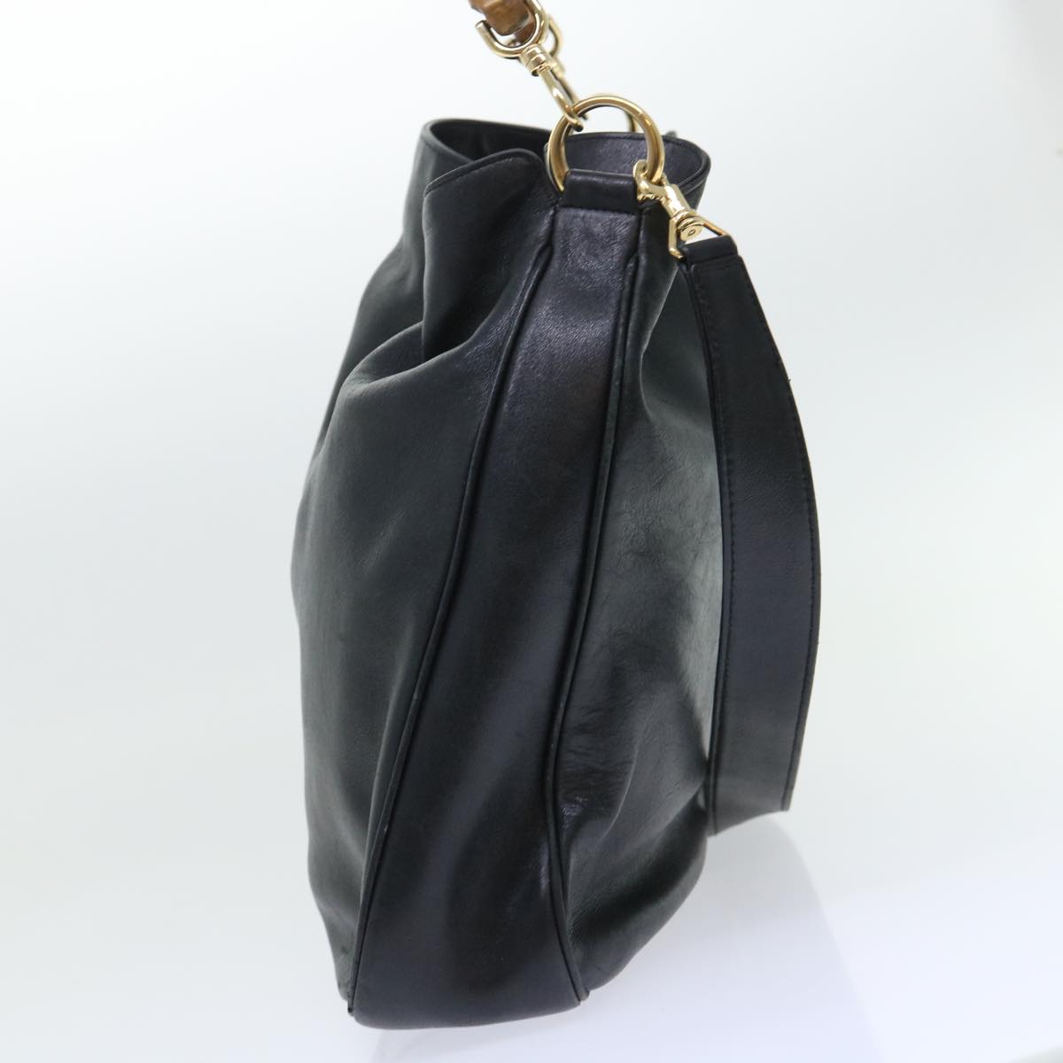 GUCCI Bamboo Shoulder Bag Leather 2way Black 53269
