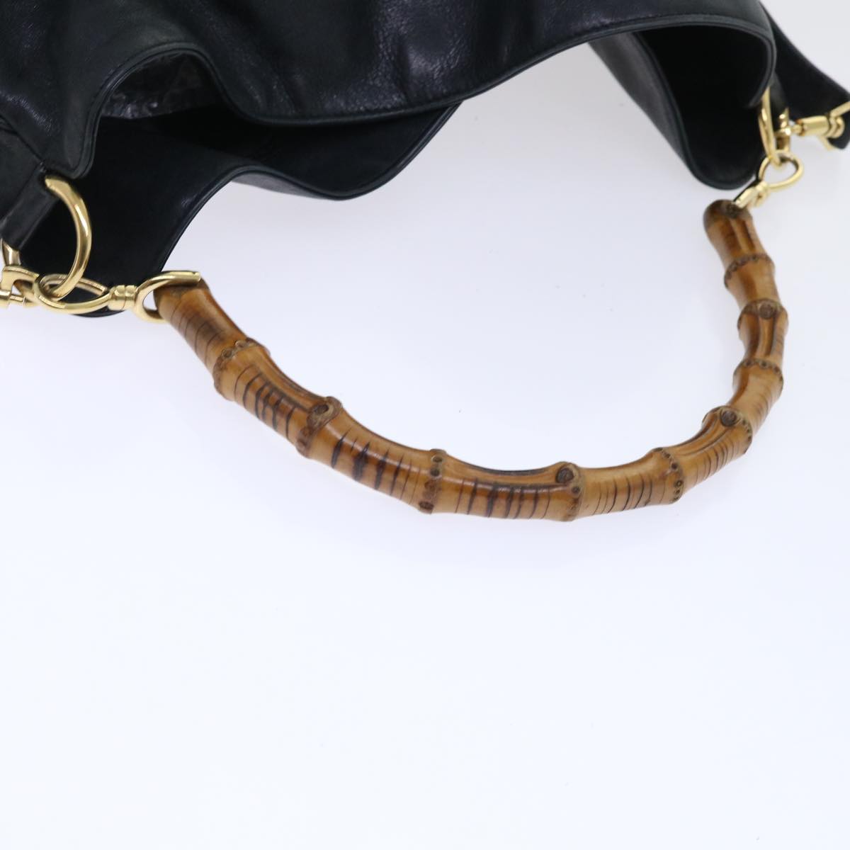 GUCCI Bamboo Shoulder Bag Leather 2way Black 53269
