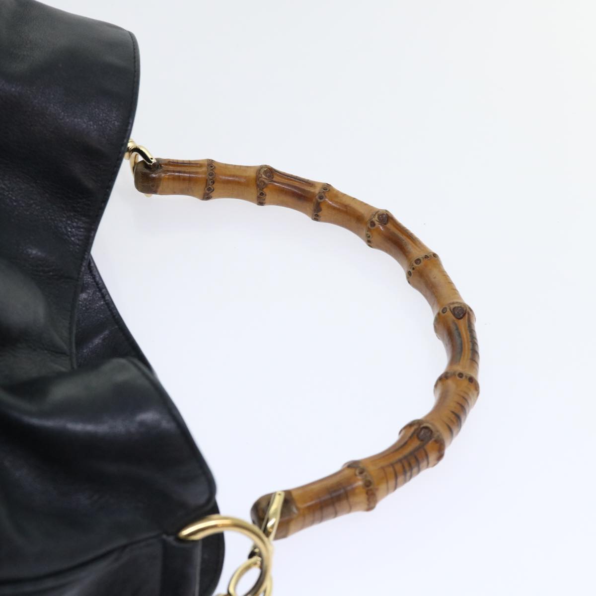 GUCCI Bamboo Shoulder Bag Leather 2way Black 53269