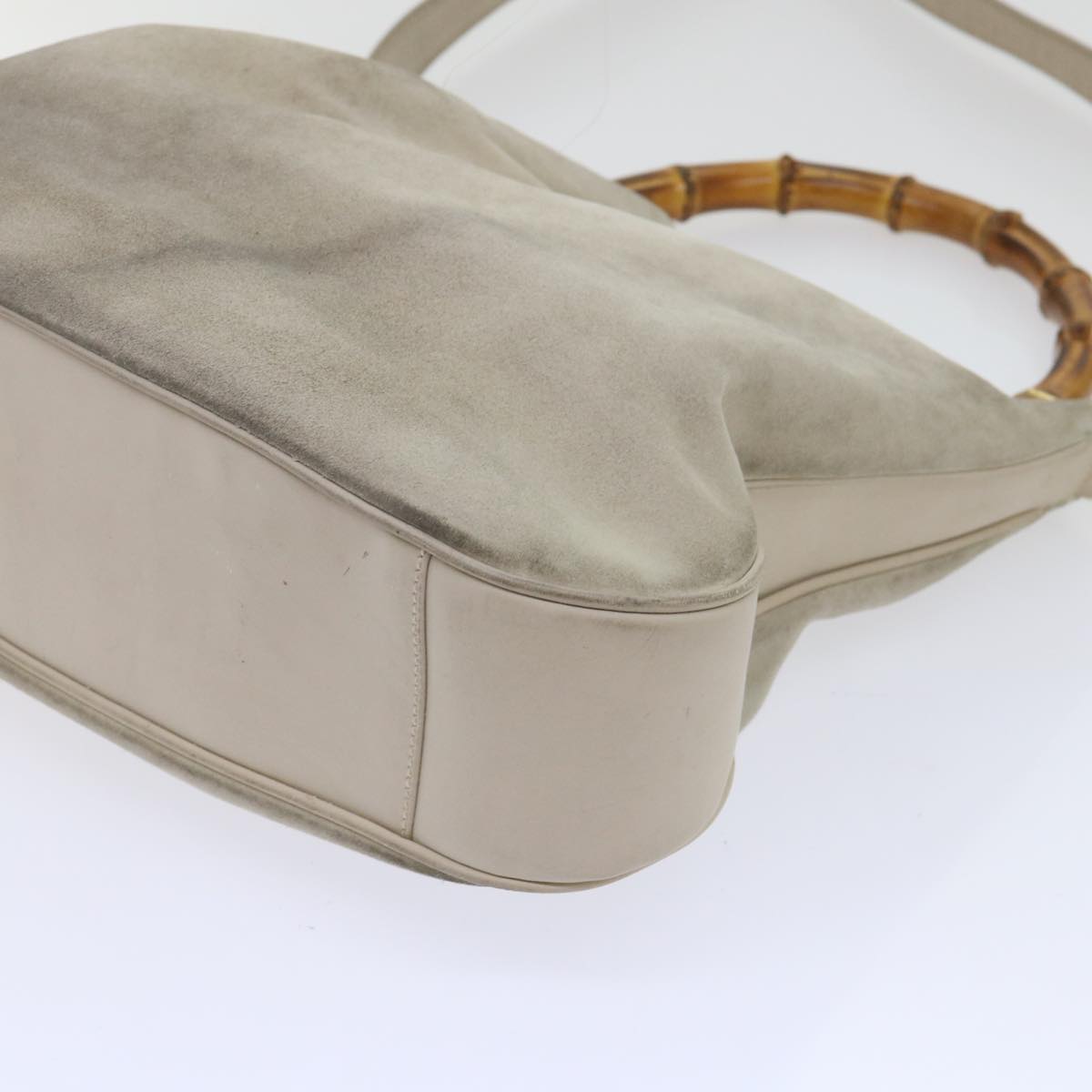 GUCCI Bamboo Shoulder Bag Suede 2way Beige 53270